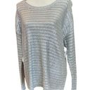 a.n.a  Womens Sweater Silver Metallic Pullover Waffle Knit Long Sleeve XL New Photo 2