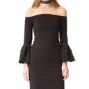 Alexis  Black Trumpet Sleeve Strapless Amelie Midi Dress XS Photo 0