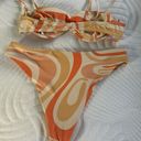 Aurelle Swim bikini orange swirl top and bottoms set small Photo 3