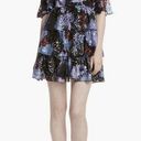 Alice + Olivia  Size 10 Nichola Black Blue Red Cold Shoulder Ruffled Floral Dress Photo 0