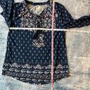 Style & Co NWT!  Desert Wind Bohemian Navy Peasant Style Blouse Petite Small Photo 6