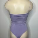 Naked Wardrobe  Women's XXS Got The Scoop Bodysuit Purple Thin Strap Thong NWT Photo 1