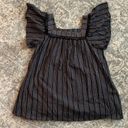 Isabel Maternity  Black Vertical Stripe Square Neck Blouse Photo 2