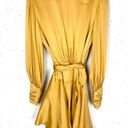 Zimmermann  Womens Silk Wrap Dress Asymmetric Ruffle Hem Tie Belt Yellow Size 6 Photo 1