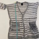 Calvin Klein Jeans  Gray White Striped Open Front Knit Cardigan Lightweight Photo 10