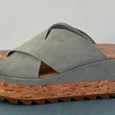 Sorel Cameron Flatform Crushed Blue Suede Mule Wedge Sandals Photo 3