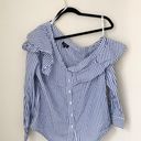 Bardot Striped Asymmetric Striped Button Down Shirt Photo 1