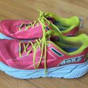 Hoka Clifton One One Pink and yellow Road Running Shoes size 10 Photo 3