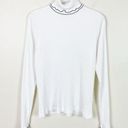 J.Crew  White and Black Long Sleeve Contrast Trim Ribbed Turtleneck Layering Tee Photo 1