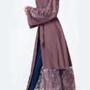 Embroidered Floral Mauve Elegant Duster Kimono Abaya Women’s Size Medium NWT Multi Photo 1