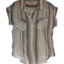 Thread and Supply  Margot Linen Short Sleeve Button Front Shirt Size Medium Photo 2