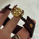 Tory Burch  Purple Snakeskin with gold Logo Statement Cuff Bracelet Photo 7