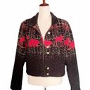 Krass&co County Clothing  Sherpa Fleece Cropped Jacket Boho Western Moose Size Medium Photo 0