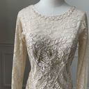 Sue Wong  Nocturne Illusion Soutache Embellished Long Sleeve Cream Formal Dress 2 Photo 2