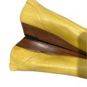Frye Wedges  Yellow Leather Buckle Detail Peep Toe Wedges, Sz 8 Photo 7