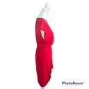 Badgley Mischka Belle  Red Faux Wrap Fitted Dress Size US 6 Photo 1