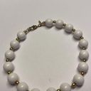 Monet Vintage Signed  White Bead / Gold Tone Beaded Bracelet Photo 3