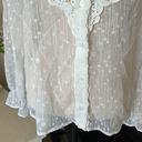 Anthropologie Eri + ali Anthro v neck button down cottage prairie floral embroidery blouse S Photo 2