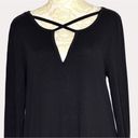 Z Supply  Key Hole Criss Cross Heart Knit Top Blouse Black S Photo 5