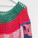 Free People  Modern Art Geo Crochet Open Knit Flared Bell Sleeves Sweater Top Photo 4