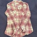 Thread and Supply  Pink Plaid Convertible Shirt, size small Photo 0