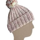 Handmade Chunky Soft Pink and White Beanie With Pompom Warm Hat Wool Knit Cap  Photo 0