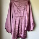 Petal and Pup  Opal Mauve Purple Satin Long Balloon Sleeve Wrap Mini Dress 10 Photo 12