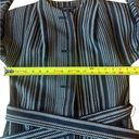 Anne Klein  Black Brown Wool Blend Striped Belted Jacket Coat Womens Size Small Photo 10