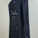 Carole Little  Knitwear Sweater‎ Small Black Open Crochet Knit Floral Long Sleeve Photo 6