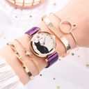 Women Fashion Watches Quartz Wristwatch Purple Mesh Belt Cat Dial Luxury Women Photo 0