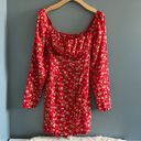 Pretty Little Thing  Red Ditsy Floral Bow Mini Dress Photo 1