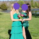 Fame and Partners Green Tiered Strapless Prom Dress Photo 1