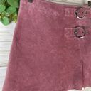 Mango  MNG Pink Genuine Pigskin Leather Suede Buckled Mini Skirt Photo 2