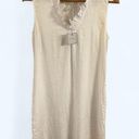 cupio  NEW v neck ruffle, coastal beachy white pocket dress, linen blend small Photo 0