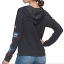 Mudd  Floral Embroidered Zip Up Hoodie Gray Blue Maroon Flower Y2K JUNIORS Large Photo 3