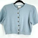 Wilfred  Free Aritzia Shrunken Knit Cardigan Sweater Crop Minimalist Blue large Photo 0