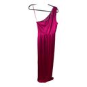 Lee NWT Sau  Preston Satin Maxi Dress One Shoulder High Slit Raspberry Size 6 Photo 4