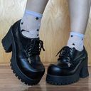 Soda Vintage Y2K Black Faux Leather Chunky Platform Lace Up Heeled Oxford Shoes Photo 0