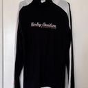 Harley Davidson  Black Turtle Neck Top Sweater Lightweight Stripe Logo Embroidery Photo 0