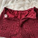 LA Hearts  Maroon Crocheted Shorts With Back Zipper. Stretchy. Size Small Photo 3