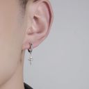 925 Silver Plated Star Dangle Drop Earrings for Men Women Photo 2