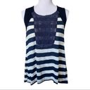 The Moon 🎉  & Sky Blue and White Striped Top Lace Inset Sleeveless Top Brand New Photo 1