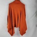 Lou & grey  Womens Poncho Sweater One Size Orange Turtleneck Wool Blend Armholes Photo 2