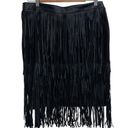 Insight New York Black Faux Leather Fringe Skirt Photo 2