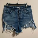 Good American  Bombshell Distresses Button Fly Denim Shorts- Size 8 (29) Photo 3