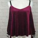 Romeo + Juliet Couture  Burgundy Velvet Cold Shoulder Open Back Tie Top Blouse Photo 0