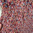 The Row  A Burgundy Floral Long Sleeve Ruffle Smoked Dress Long Sleeve Size L Photo 14