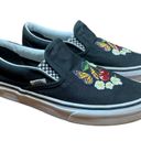 Vans Black  Slip-On Shoes with Cherry, Flower, and Monarch Butterfly Embroidery Photo 2