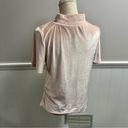 Anthropologie  Krisha Velvet Mock Neck Short Sleeve Light Pink Rose Top Small NWT Photo 2