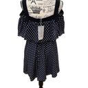 Jason Wu  GREY Navy and White Polka Dot Off Shoulder Ruffle Fit and Flare Dress S Photo 3